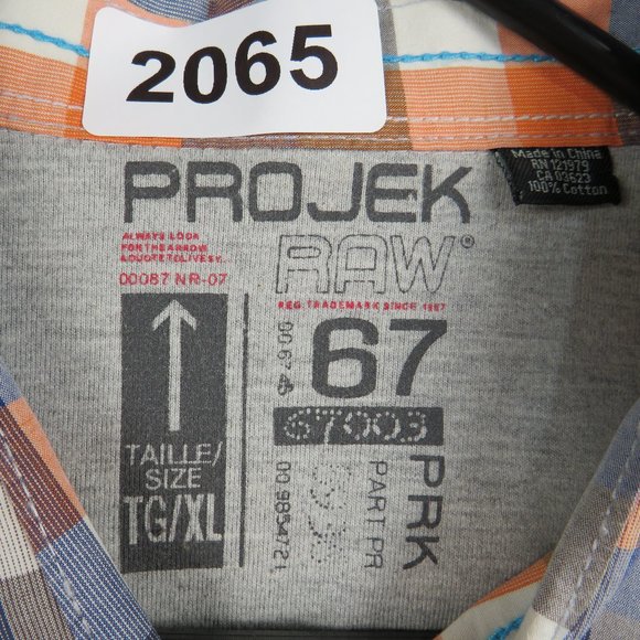 PROJEK* Men's Short‎ Sleeve Button Down Curved Hem Chest Pocket Shirt~ Size XL - Picture 4 of 14